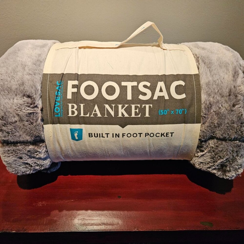 LOVESAC FOOTSAC BLANKET - CHARCOAL NWT